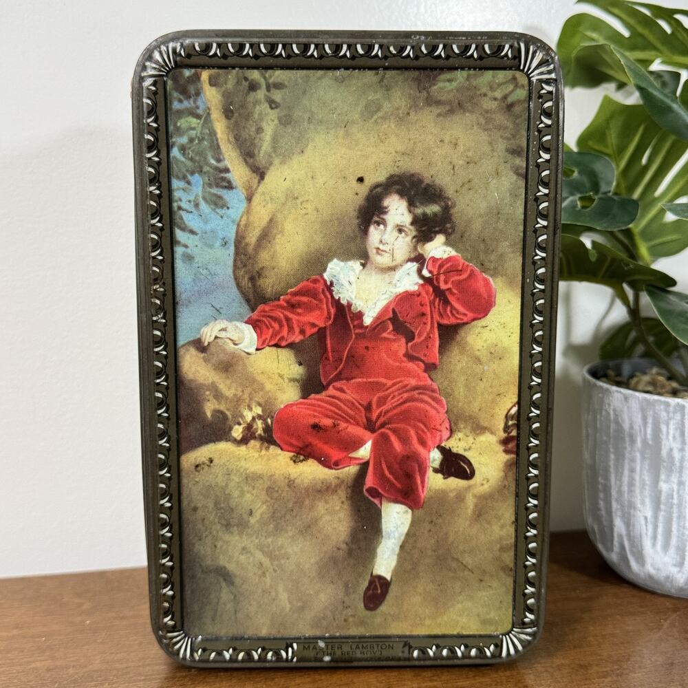 Vintage Wilkin's Red Boy Toffee Tin Master Lambton English Candy Advertising